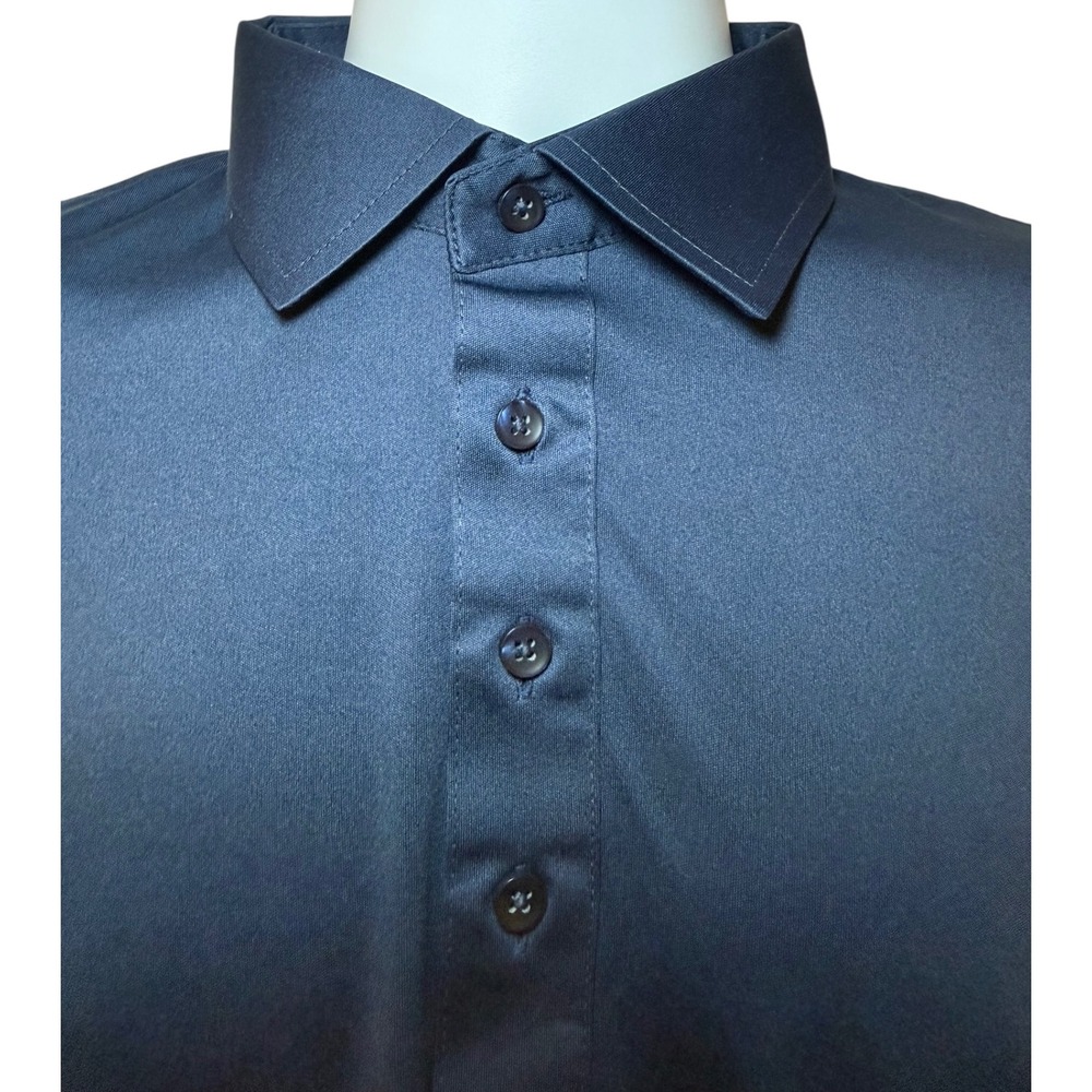 Collars & Co Featherweight Relaxed Dress Collar Polo Shirt Navy Mens 2XL Stretch